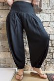 Annie Cushion Cotton Cuff Barrel Pant Black